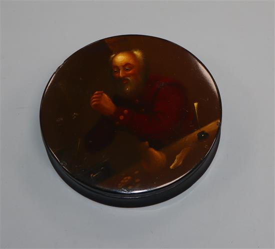 A Stobwasser style papier mache snuff box